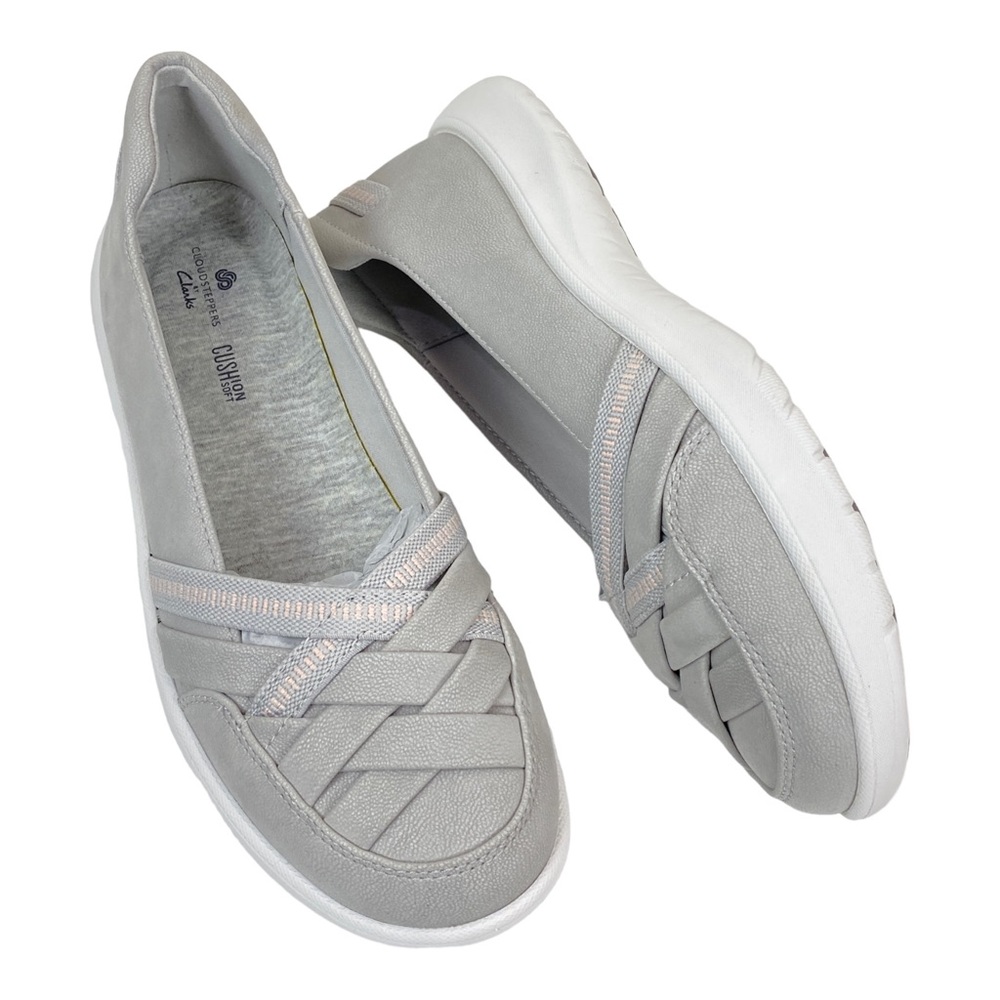 Clarks Adella Poppy Sneaker Slip On Light Gray Size 5.5